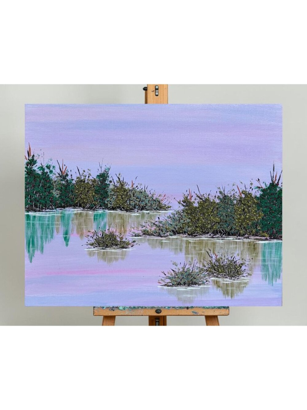 Be Still My Heart Acrylic Painting 11" x 14" Serene Lake Mixed Media Landscape